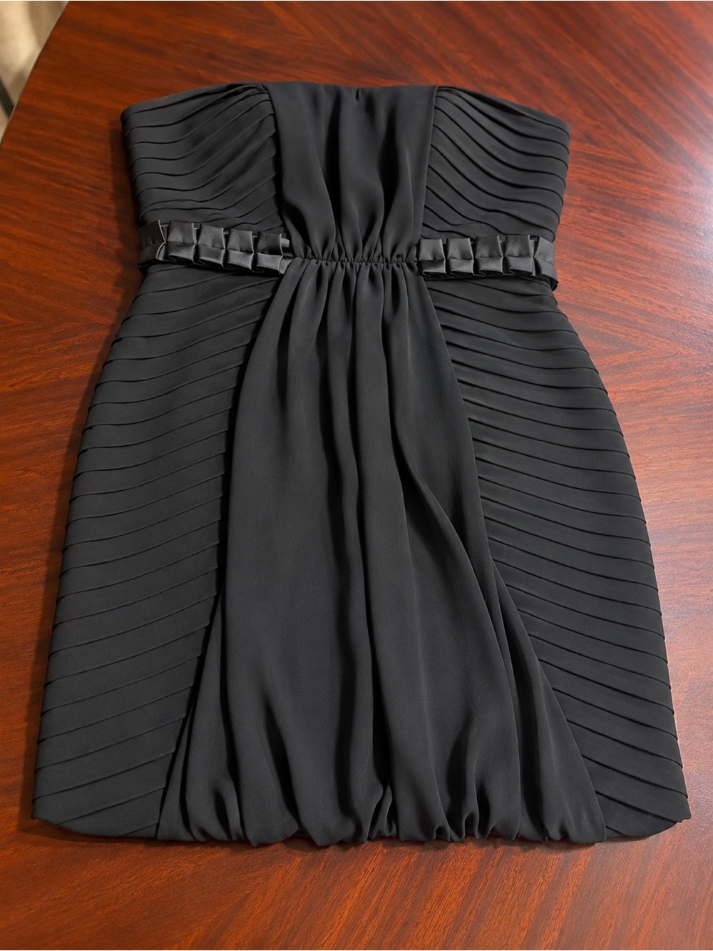 BCBGeneration Strapless Black Pleated & Gathered Cocktail Dress